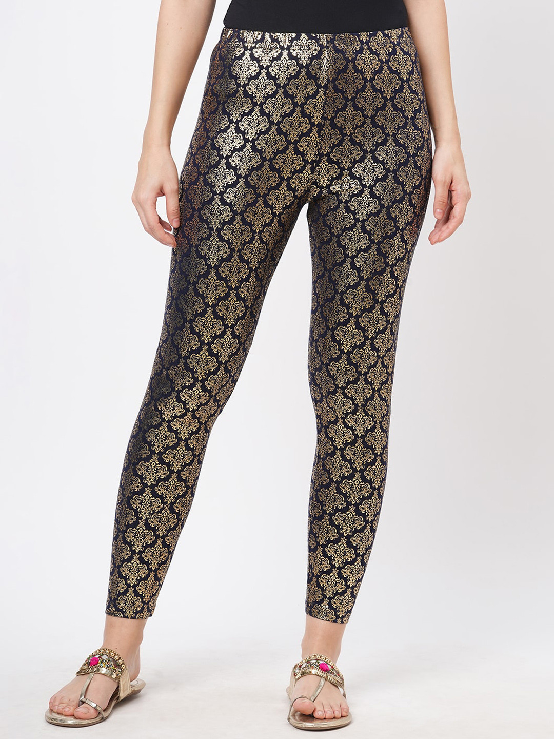 

Hashtag Be Printed Ankle Length Leggings, Navy blue