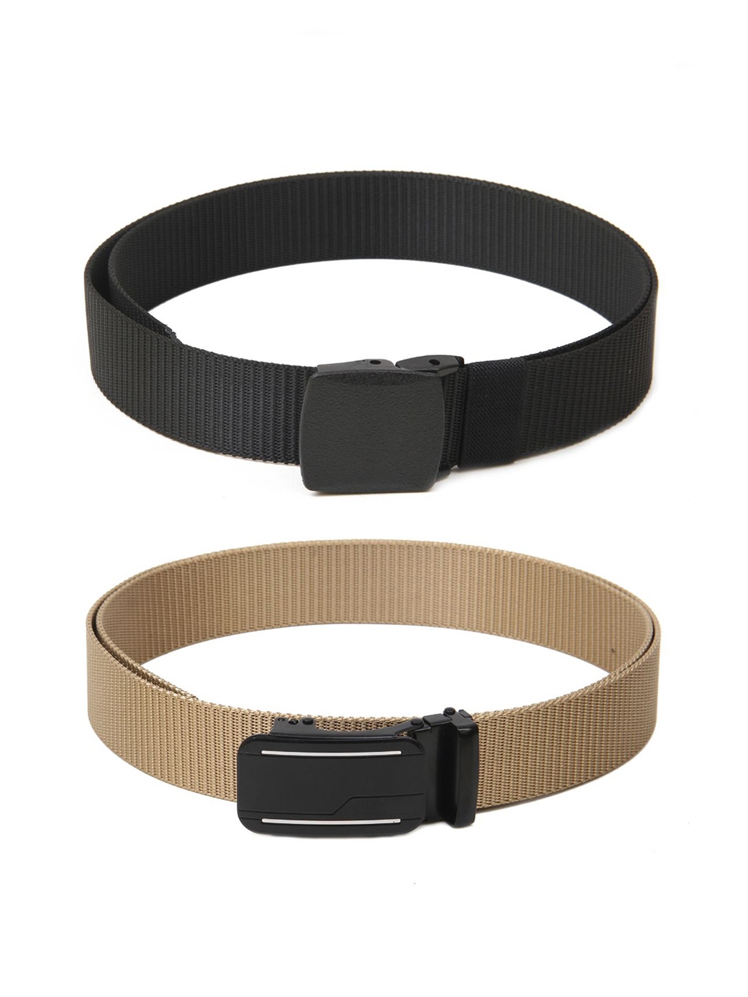 

Calvadoss Men Set Of 2 Textured Belts, Black