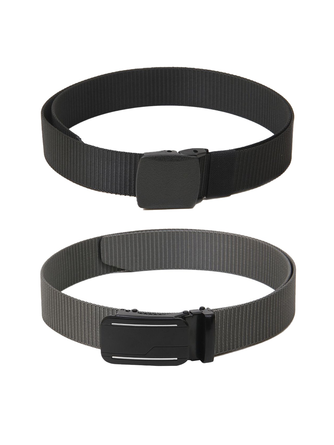 

Calvadoss Men Set Of 2 Textured Belts, Black