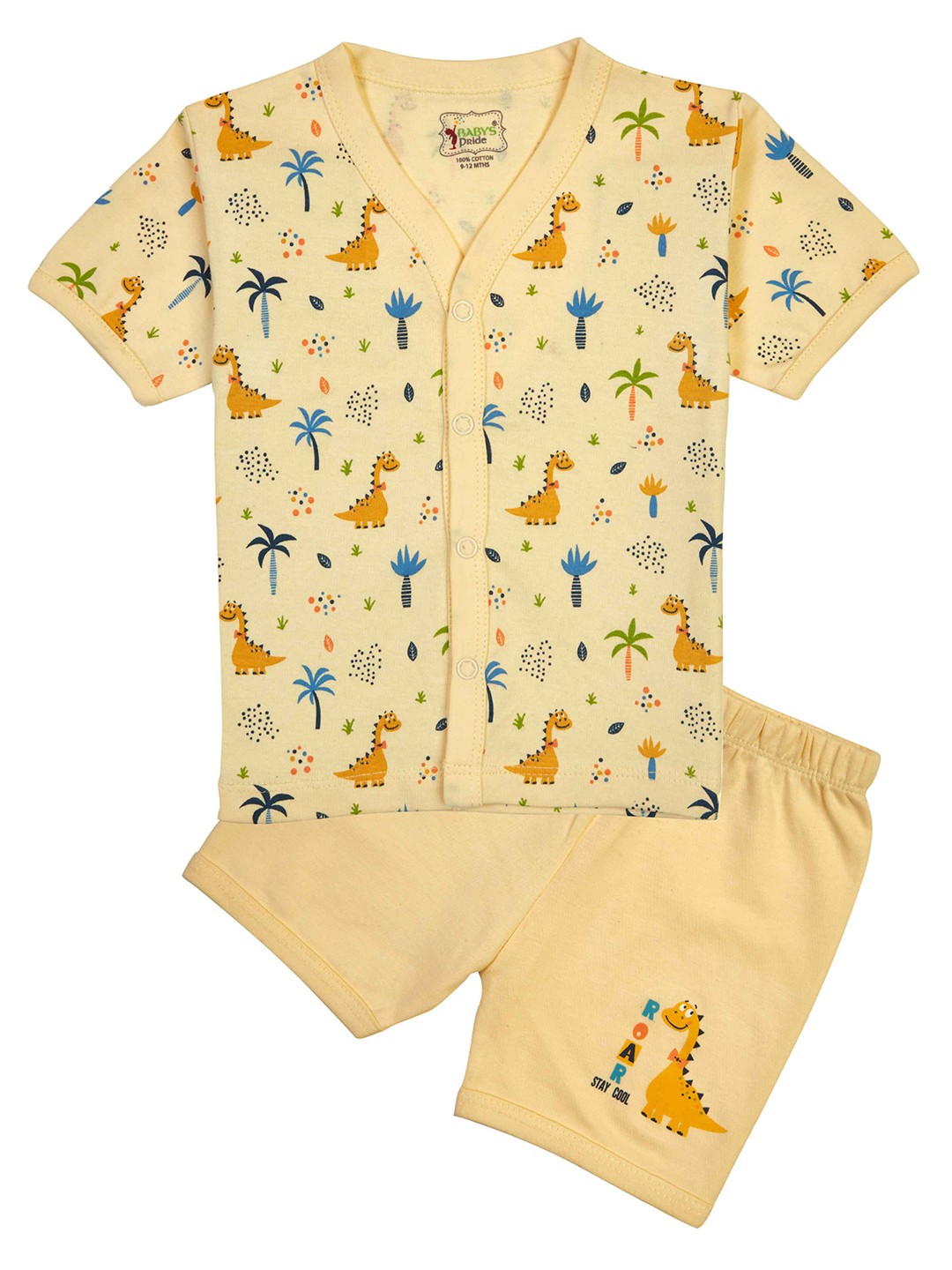 

BAESD Boys Printed V-Neck T-shirt With Short, Yellow