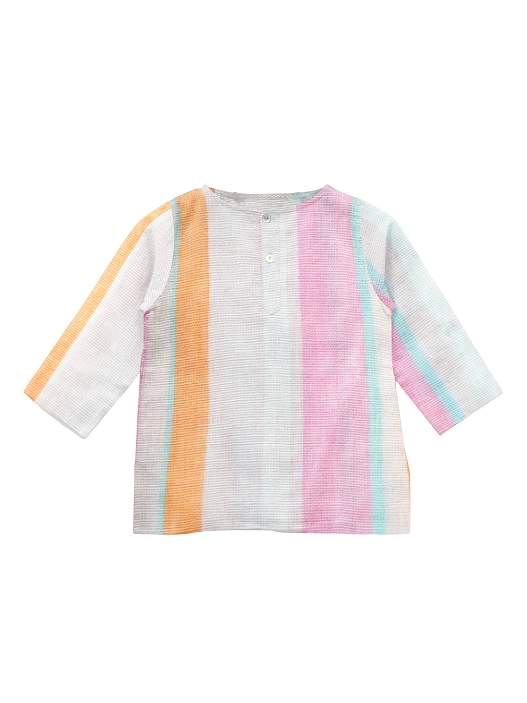 

THE BABY ATELIER Kids Striped Cotton Night Suit, Orange