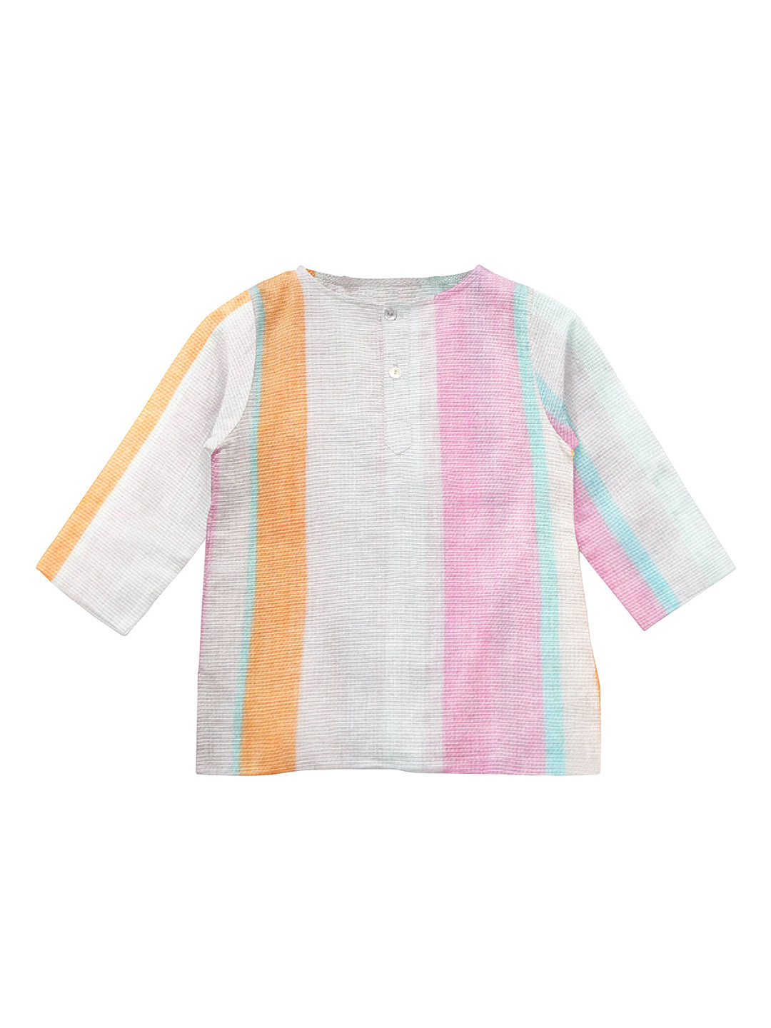 

THE BABY ATELIER Unisex Kids Striped Regular Pure Cotton Kurta with Pyjamas, Pink