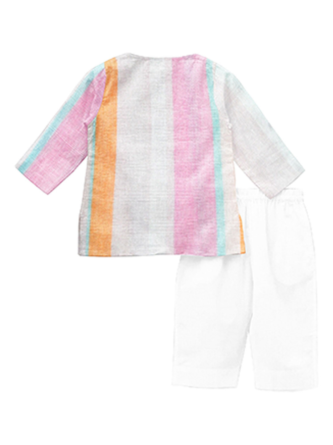 

THE BABY ATELIER Kids Striped Regular Pure Cotton Kurta With Pyjamas, Orange