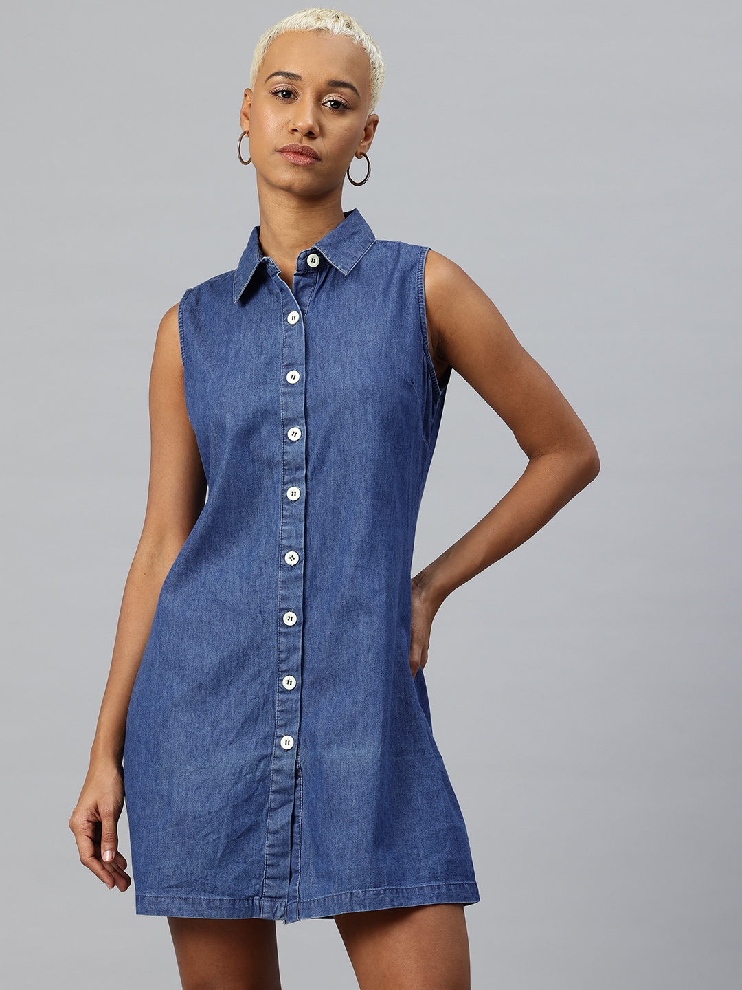 

VARUSHKA Shirt Denim Mini Dress, Blue