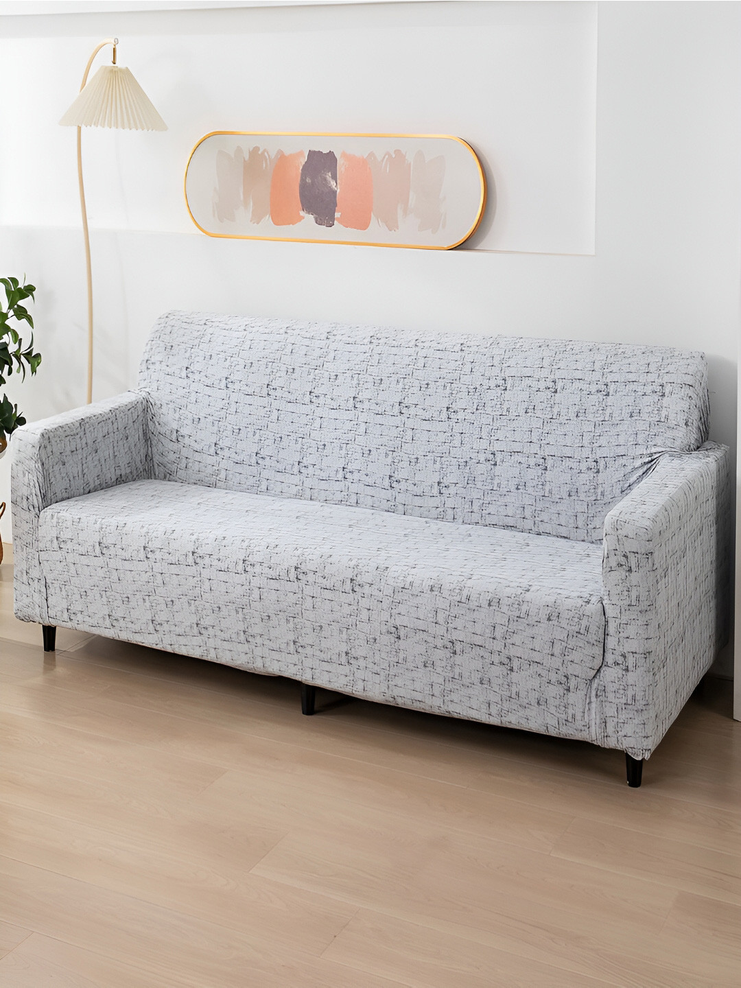 

HOKIPO Grey 4 Seater Sofa Cover With Arms
