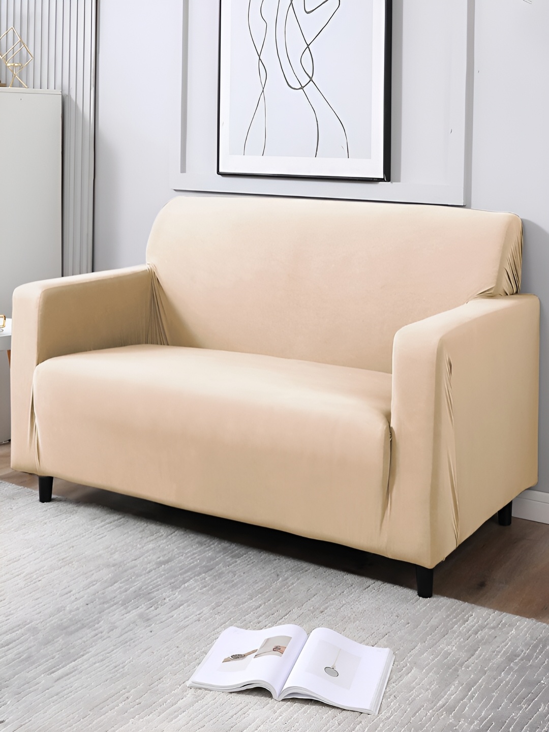 

HOKIPO Beige 2 Seater Sofa Cover