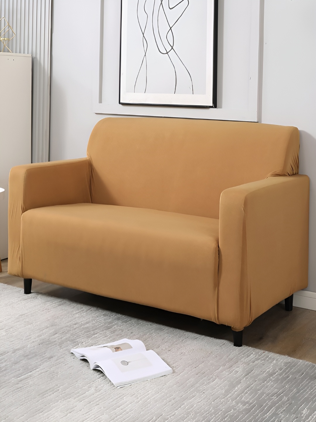 

HOKIPO Brown 2 Seater Sofa Cover With Arms