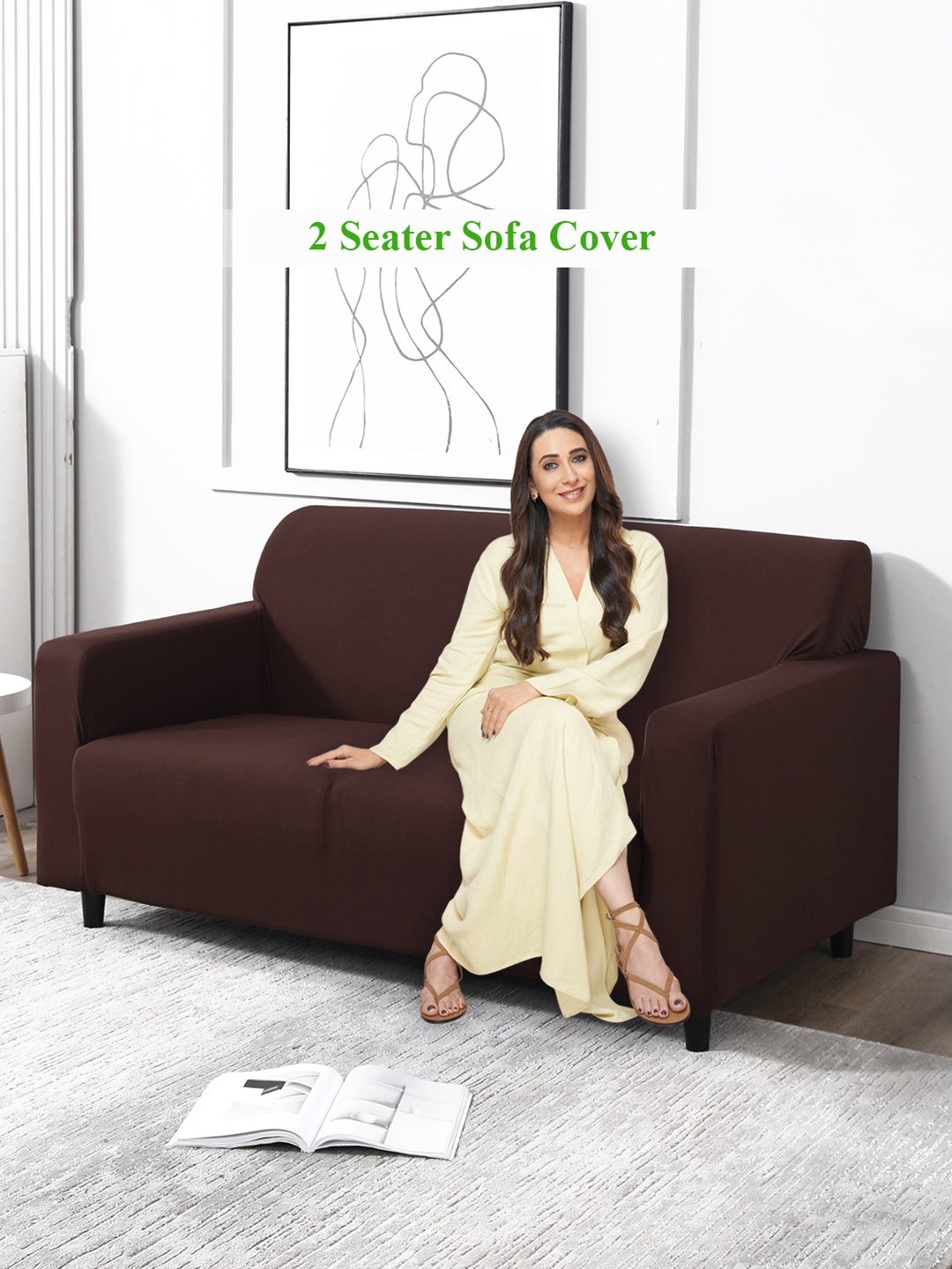 

HOKIPO Brown 2 Seater Sofa Cover With Arms