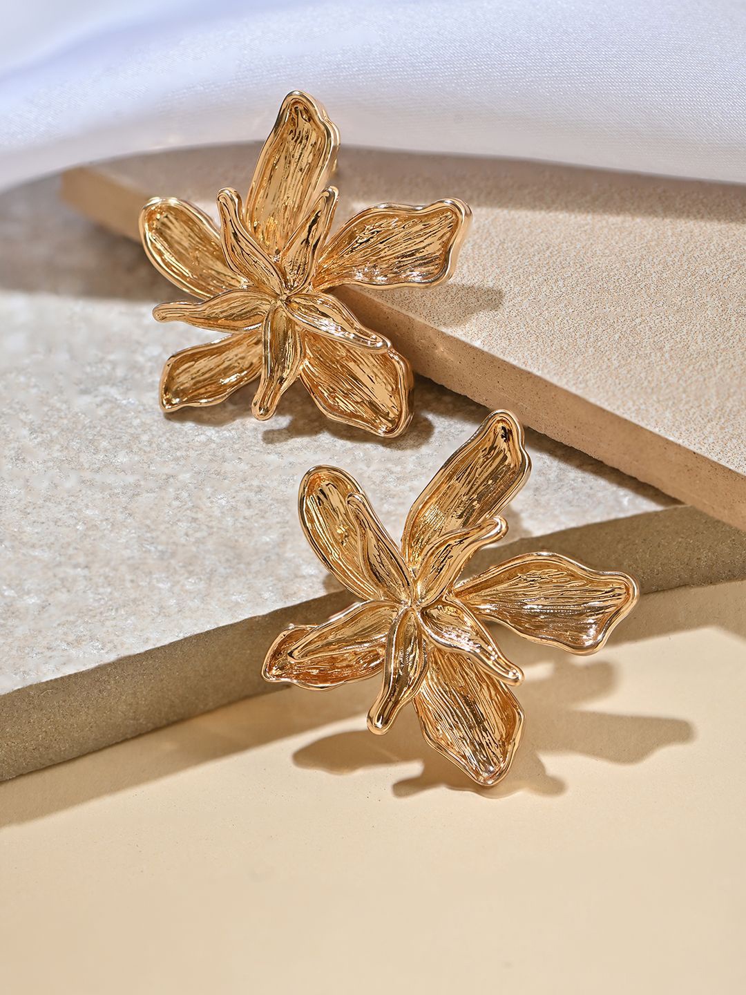 

ToniQ Floral Gold-Plated Studs Earrings