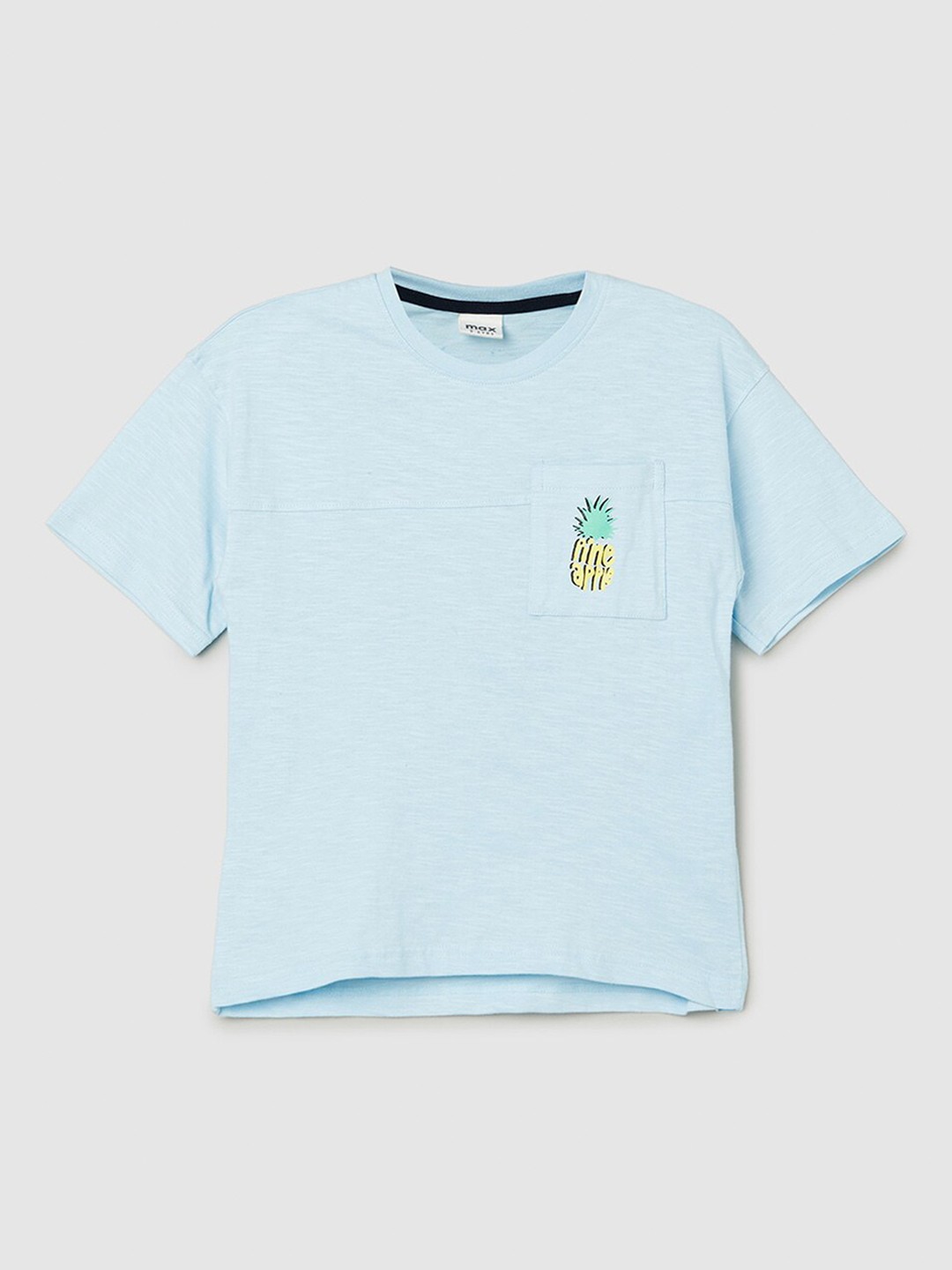 

max Boys Back Printed Round Neck Tshirt, Blue