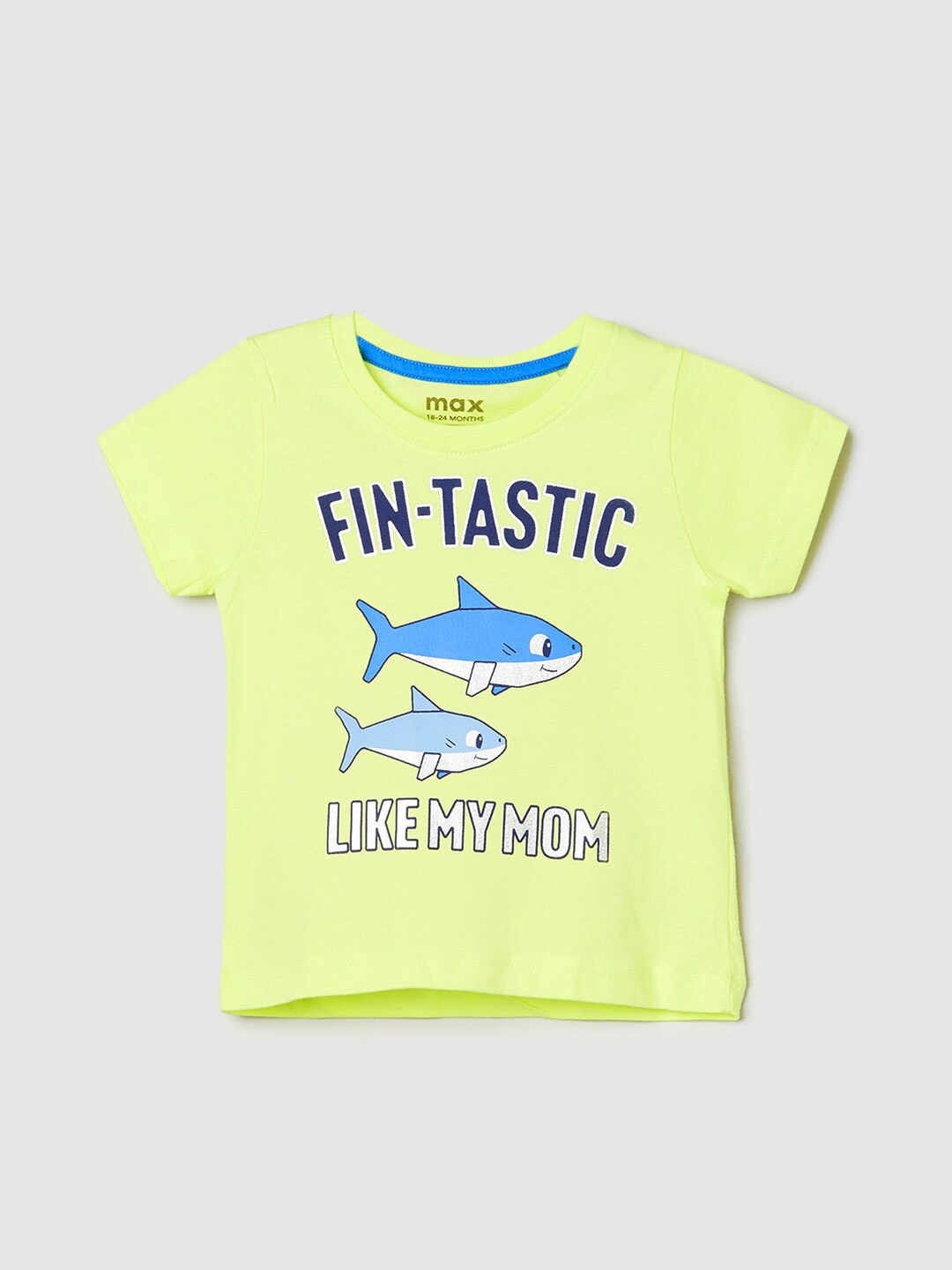 

max Boys Typography Printed Round Neck Cotton Casual T-shirt, Yellow