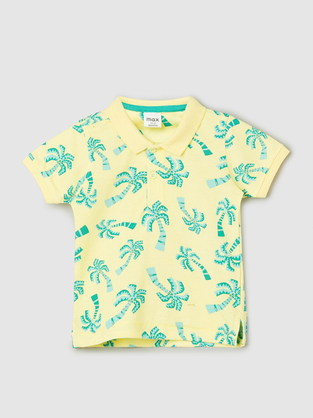 

max Boys Printed Polo Collar Tropical Tshirt, Yellow