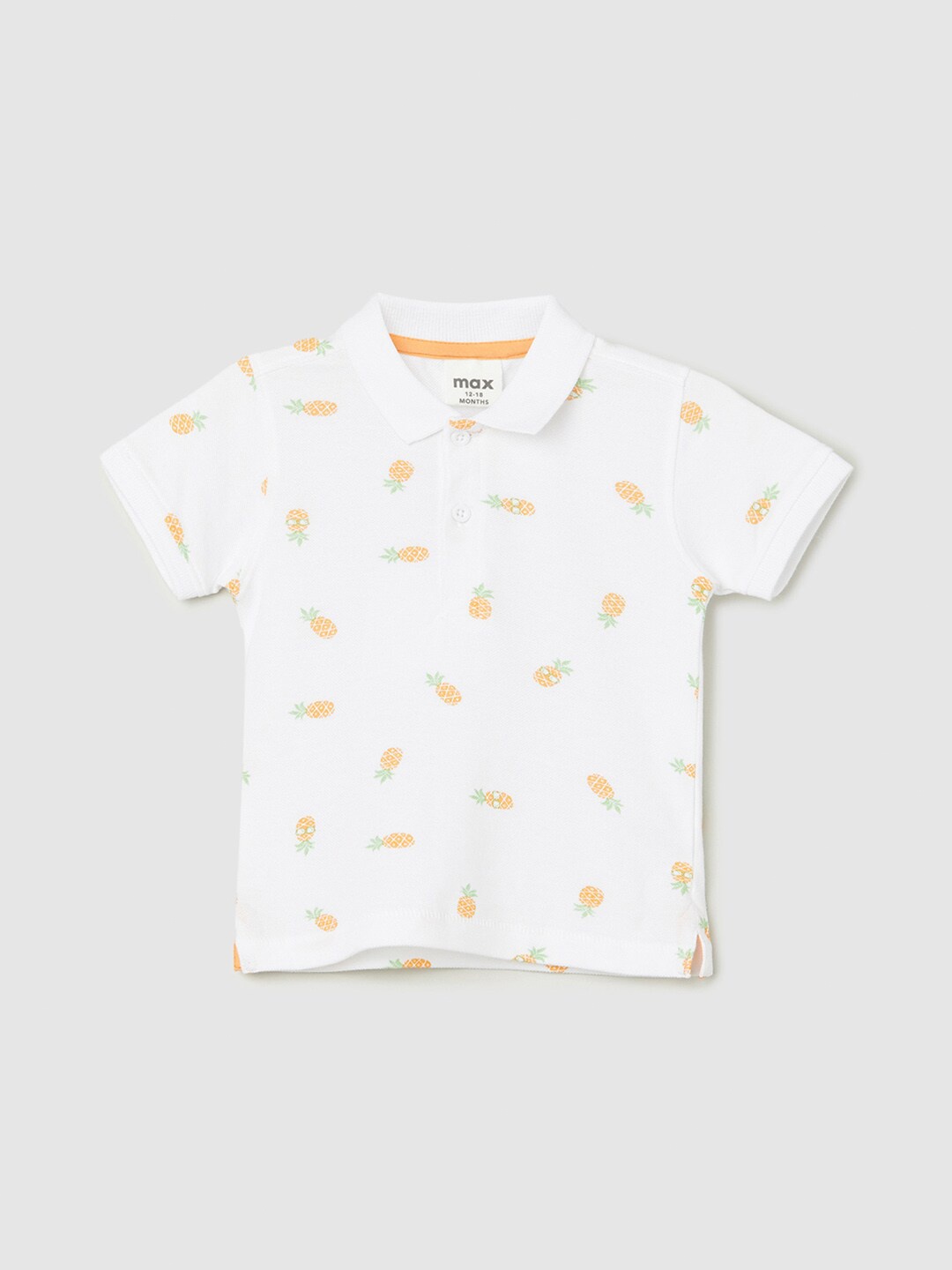 

max Boys Printed Conversational Polo Collar Tshirt, White