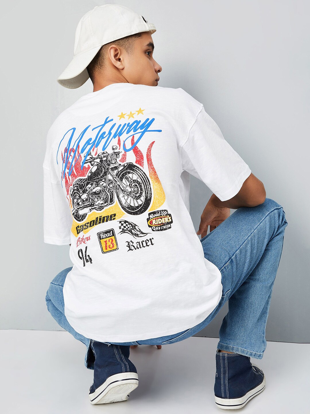 

max Boys Printed Cotton T-shirt, White