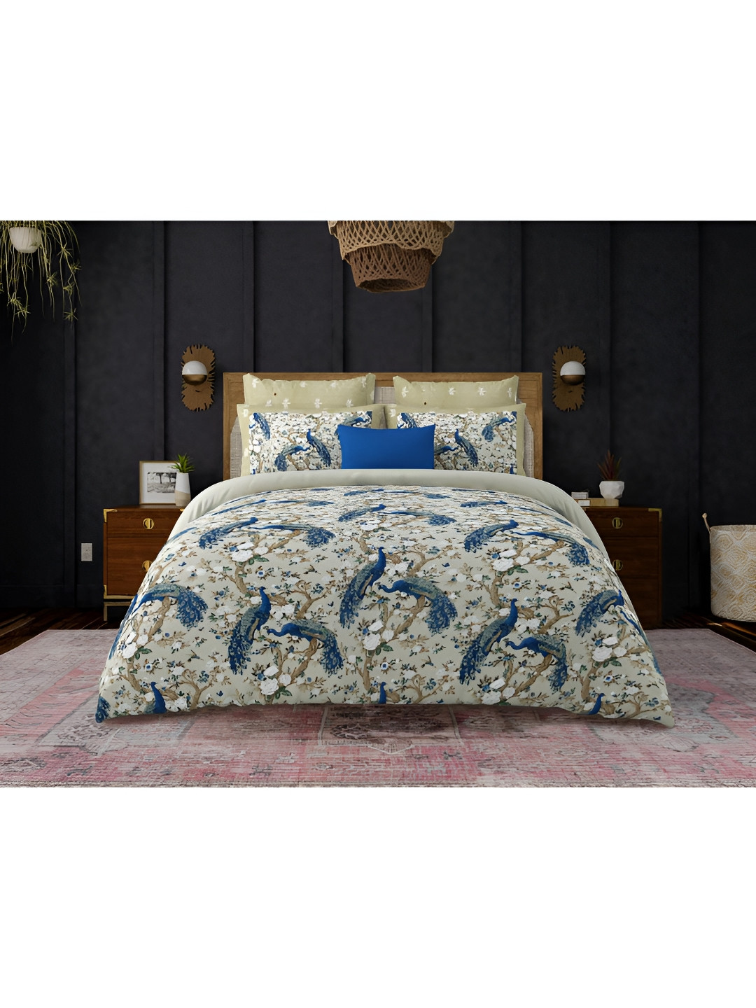 

Block Print Story Beige Floral Printed Cotton 210 TC King Bedsheet with 2 Pillow Covers