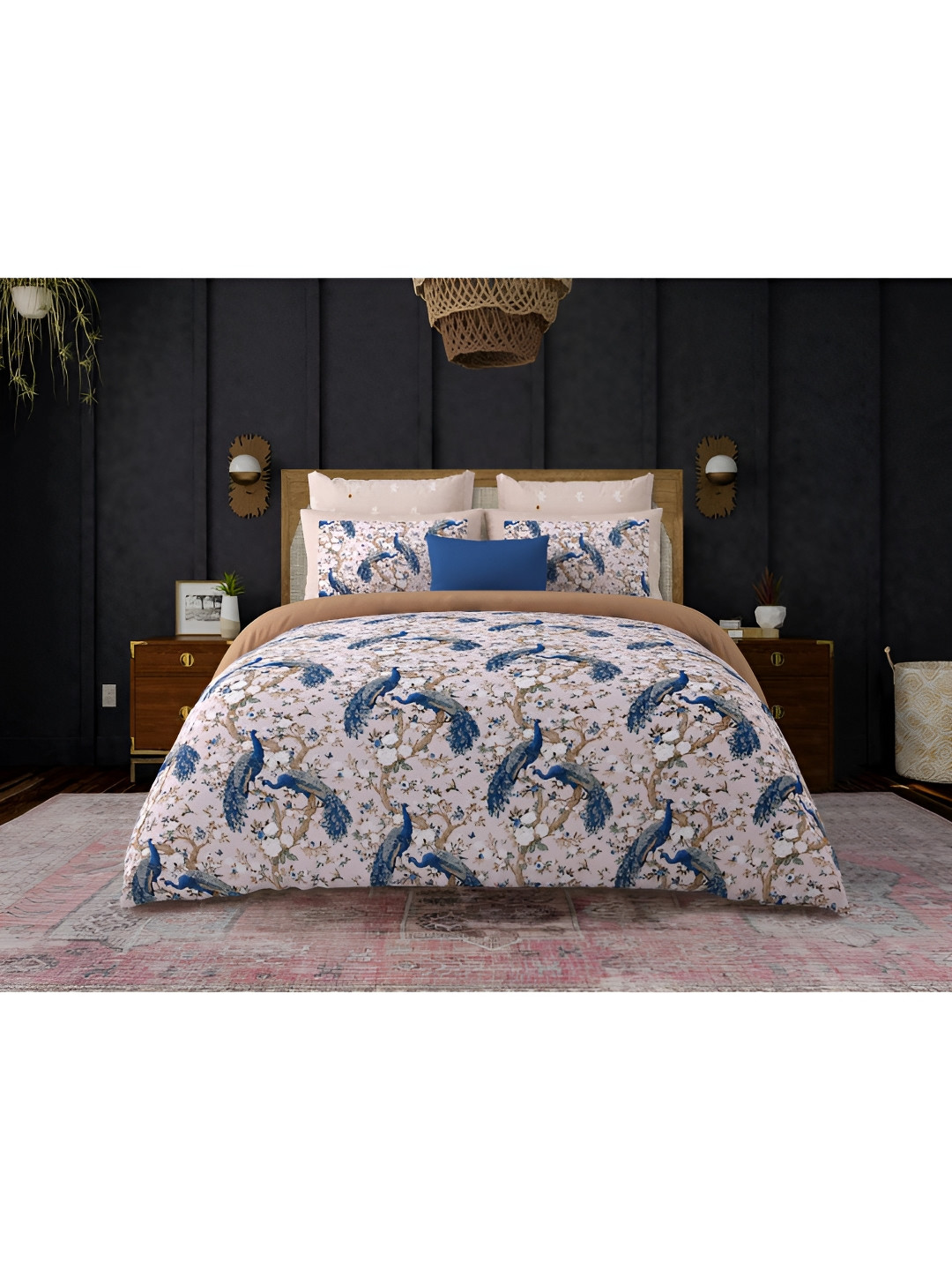 

Block Print Story Pink Floral Printed Cotton 210 TC King Bedsheet with 2 Pillow Covers