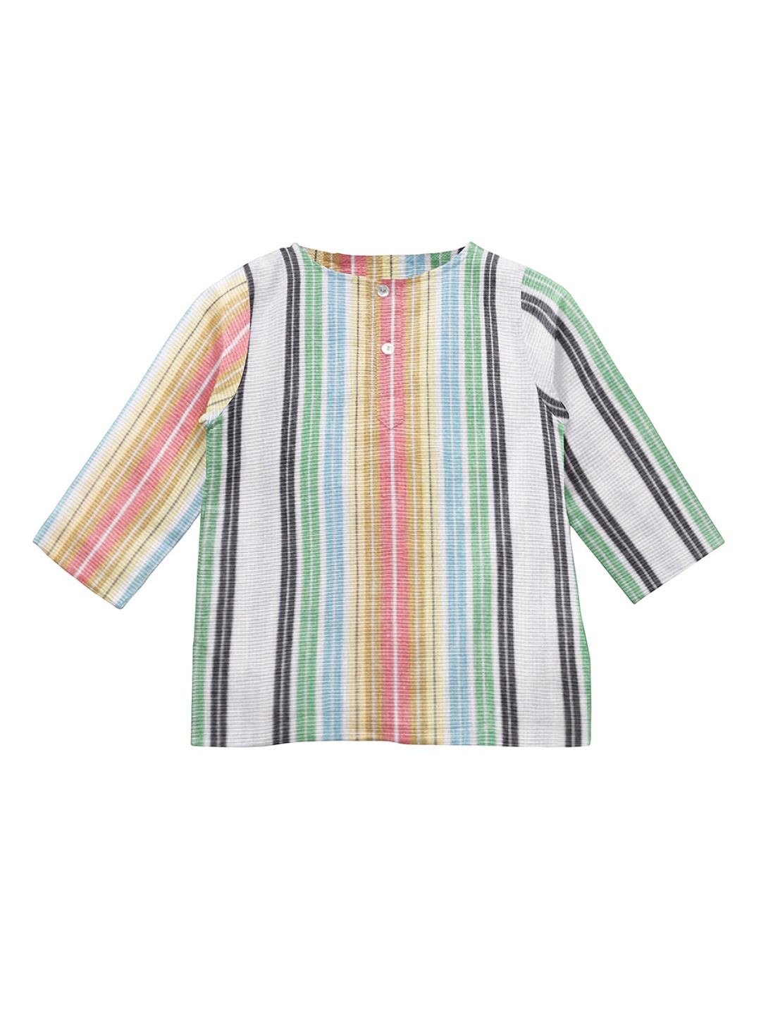 

THE BABY ATELIER Kids Striped Regular Pure Cotton Kurta With Pyjamas, Green