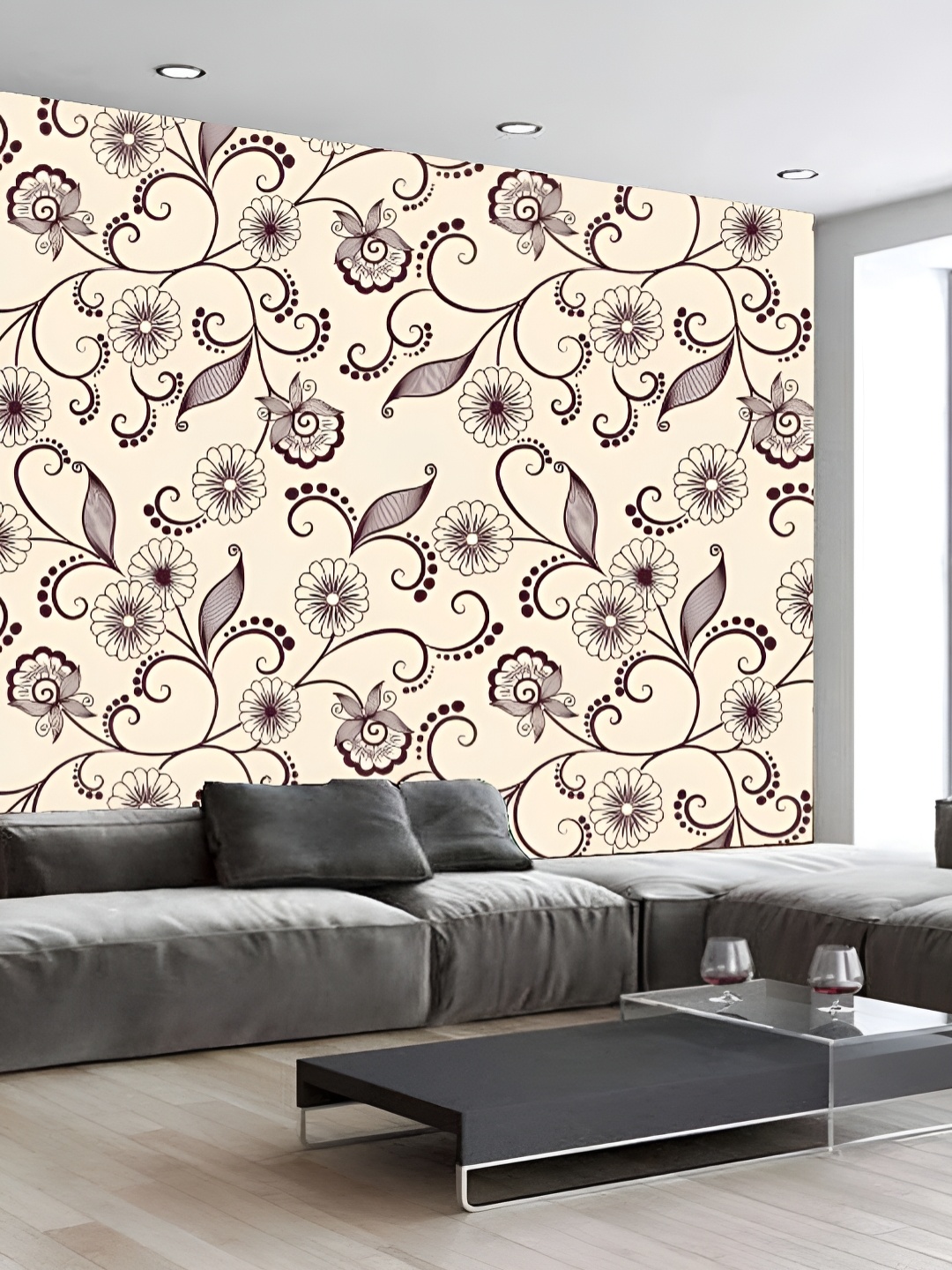 

KSHIRSA White & Grey 3D Printed Self Adhesive Wall Sticker