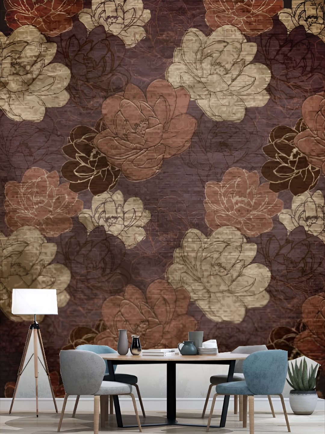 

KSHIRSA Brown Printed Self-Adhesive Wall Sicker