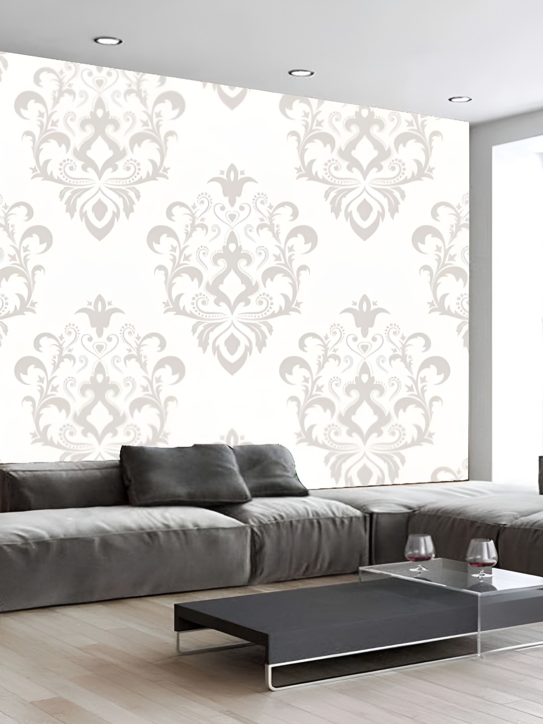 

KSHIRSA White & Grey 3D Printed Self Adhesive Wall Sticker