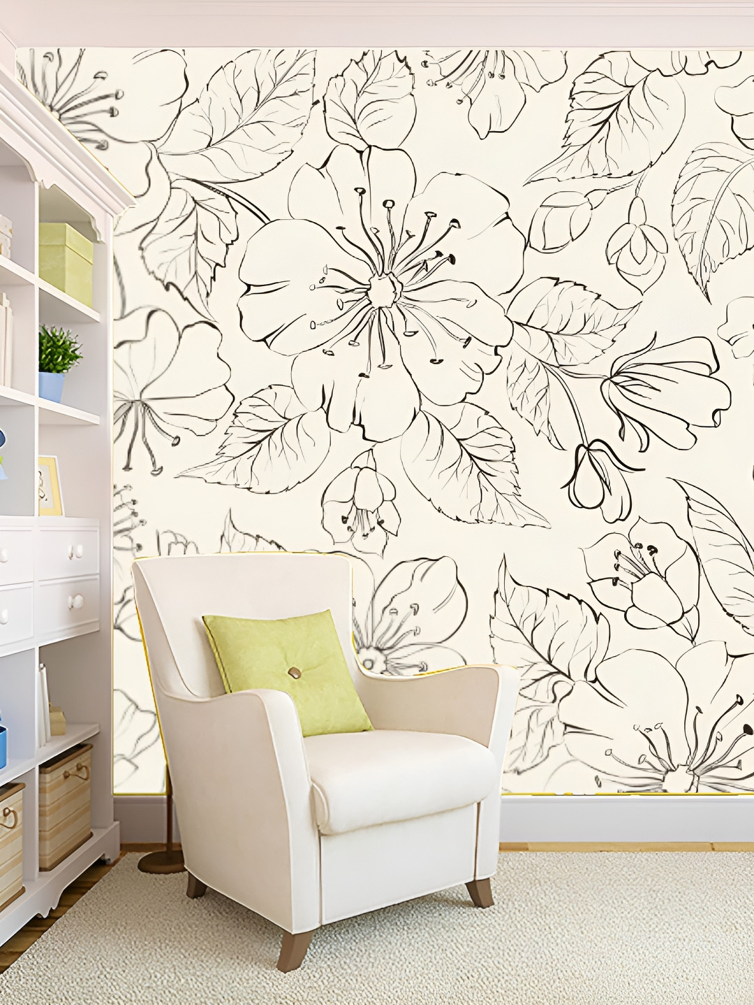 

KSHIRSA Black & White 3D Printed Self-Adhesive Wallpaper
