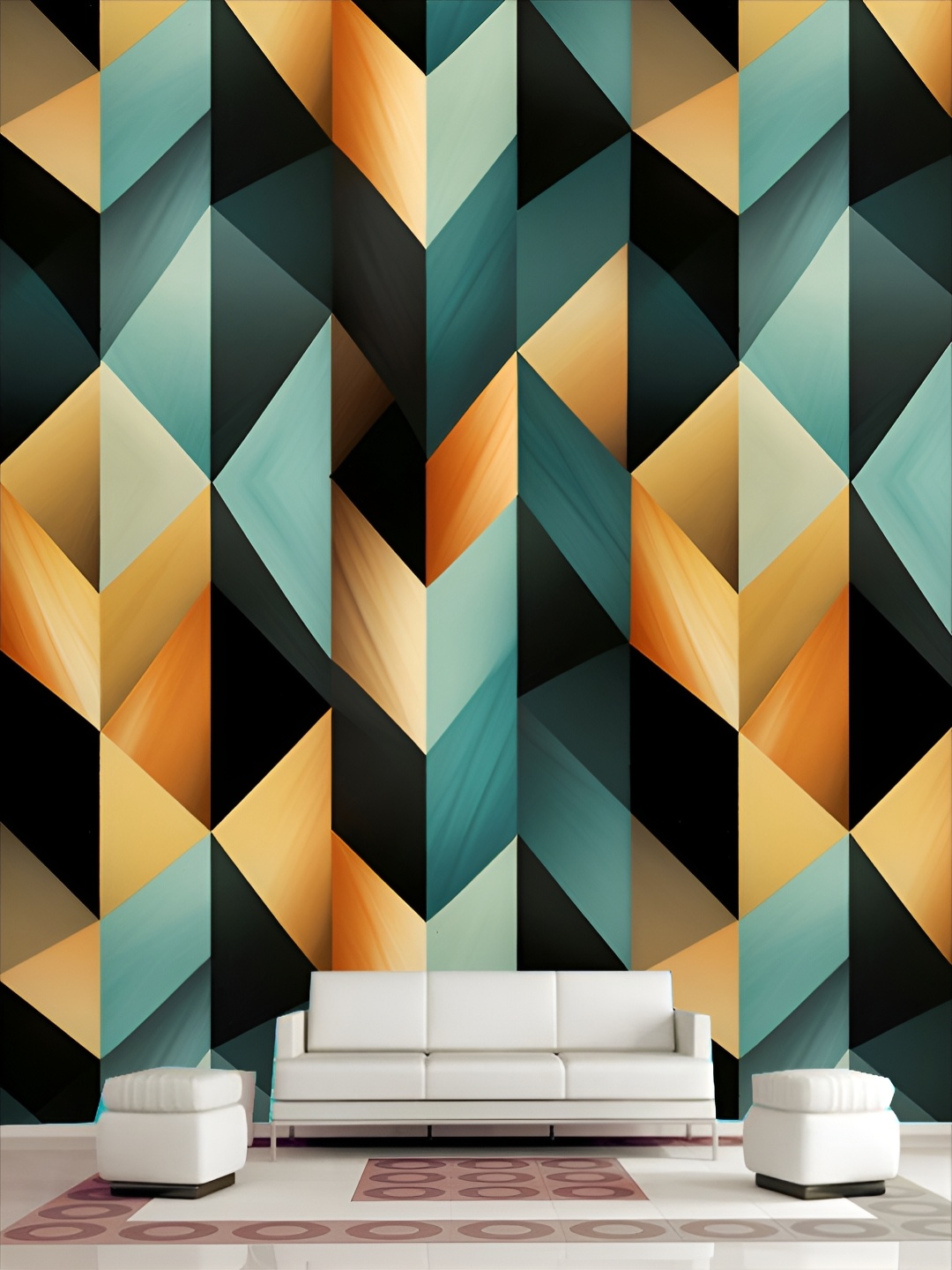 

KSHIRSA Yellow & Green Geometric Printed Self-Adhesive Wall Sicker