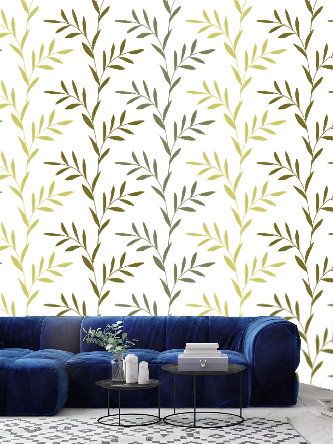 

KSHIRSA White & Green 3D Printed Self Adhesive Wall Sticker