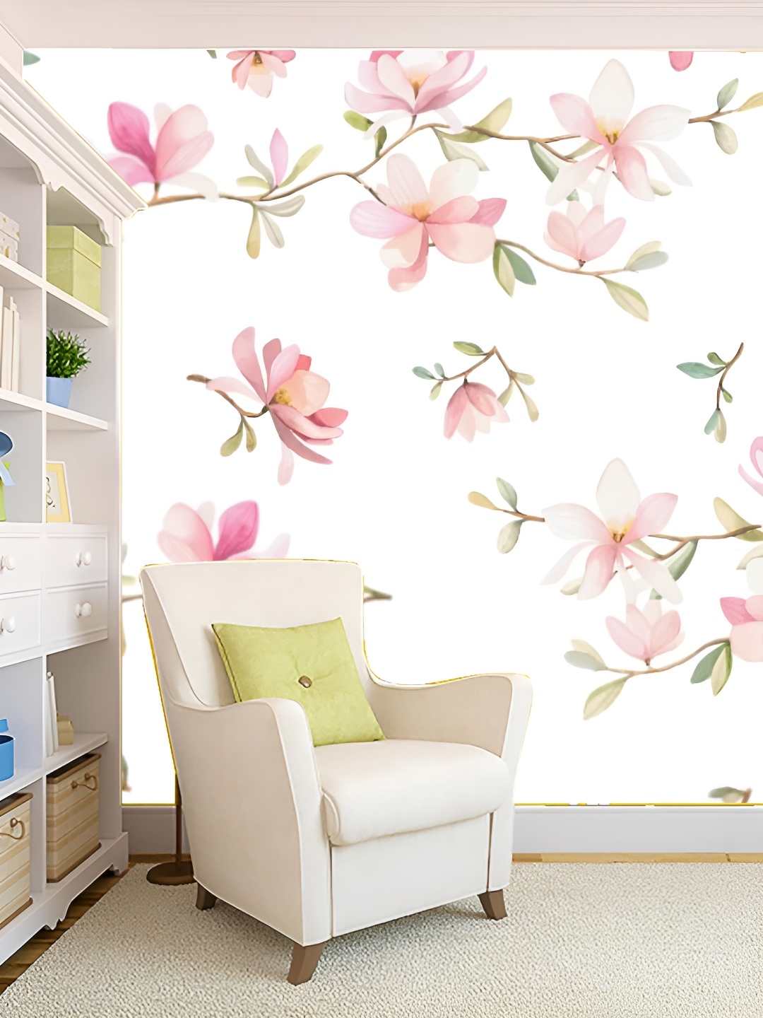 

KSHIRSA Pink & White Printed Self-Adhesive Wall Sicker