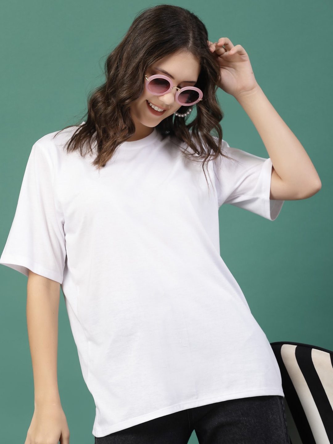 

Rigo Printed Round Neck Short Sleeves Pure Cotton T-shirt, White
