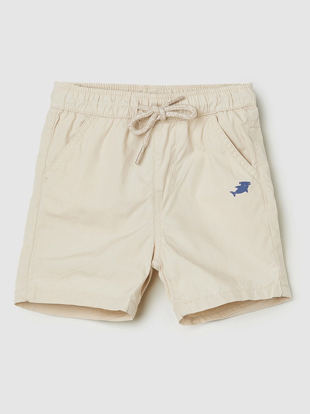 

max Boys Solid Pocket Pure Cotton Shorts, Beige