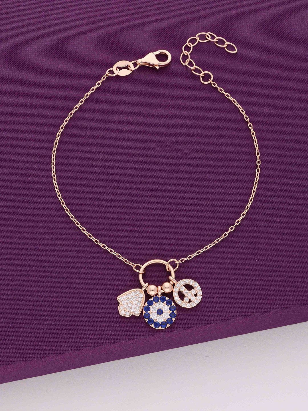 

KAI JEWEL Sterling Silver Cubic Zirconia Charm Bracelet, Rose gold