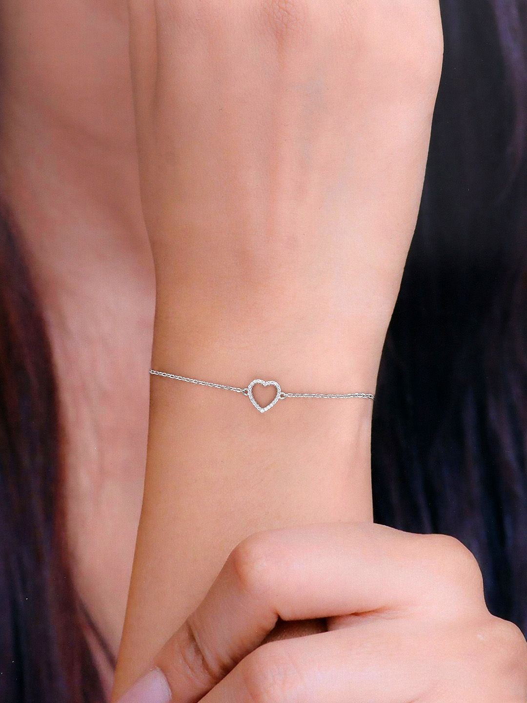 

KAI JEWEL Sterling Silver Cubic Zirconia Rhodium-Plated Charm Bracelet