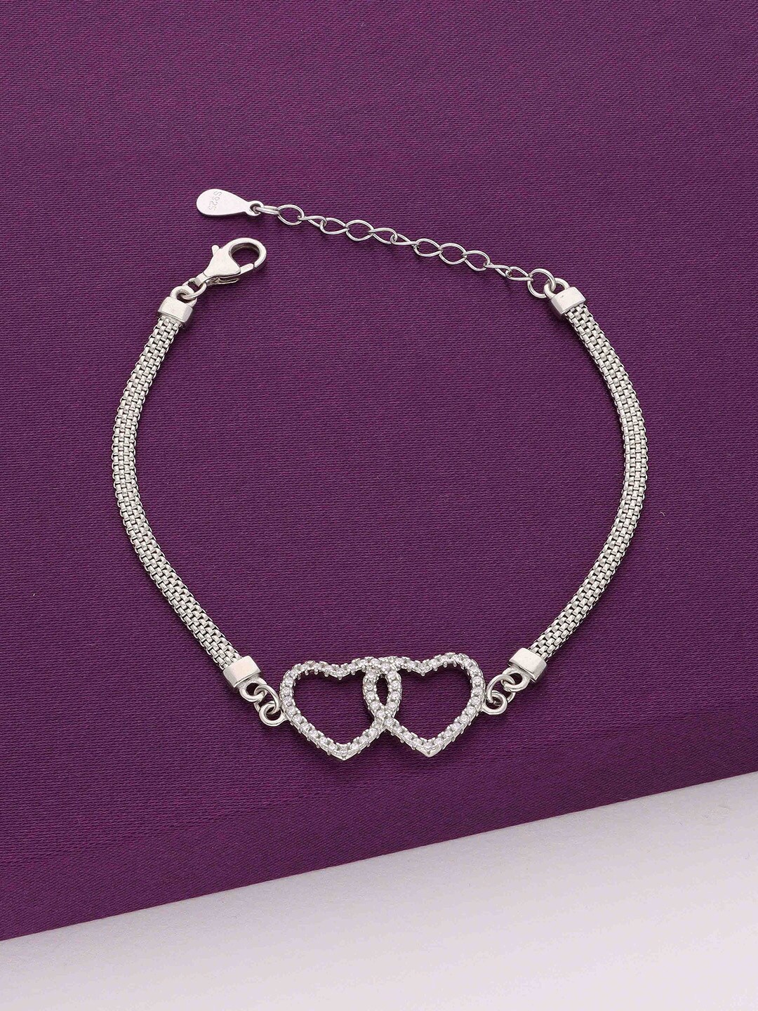 

KAI JEWEL Sterling Silver Cubic Zirconia Rhodium Plated Charm Bracelet