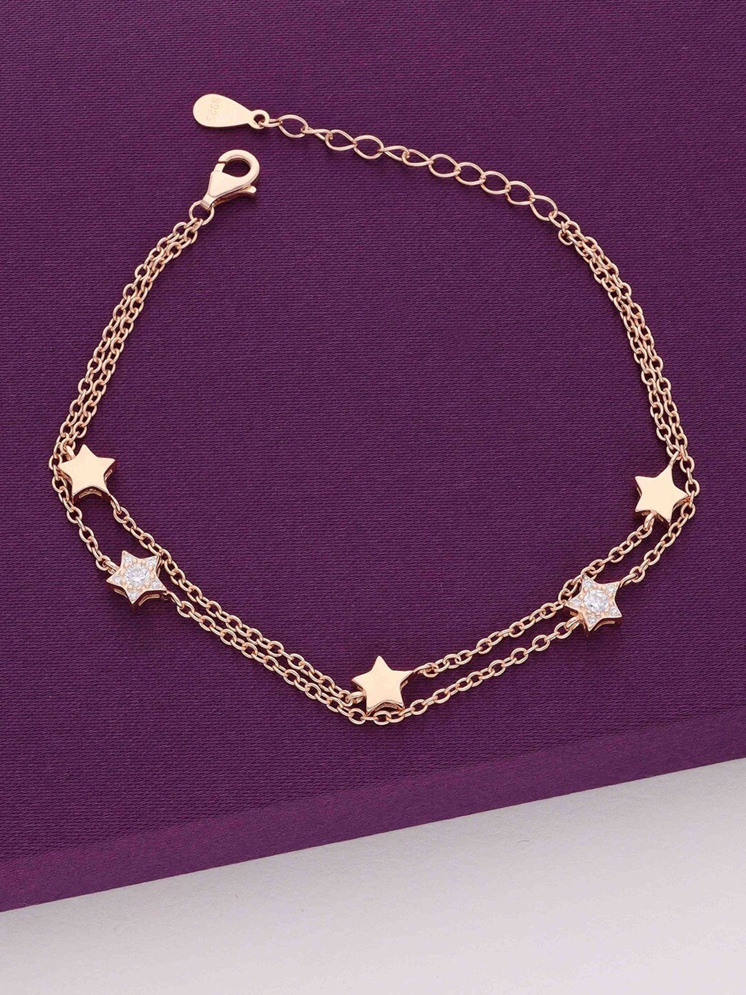 

KAI JEWEL Sterling Silver Cubic Zirconia Rose Gold Plated Charm Bracelet