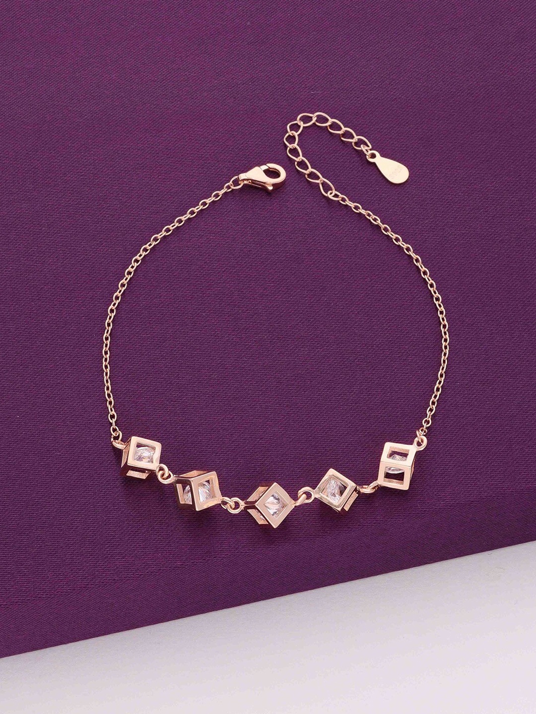 

KAI JEWEL Sterling Silver Cubic Zirconia Rose Gold Plated Link Bracelet