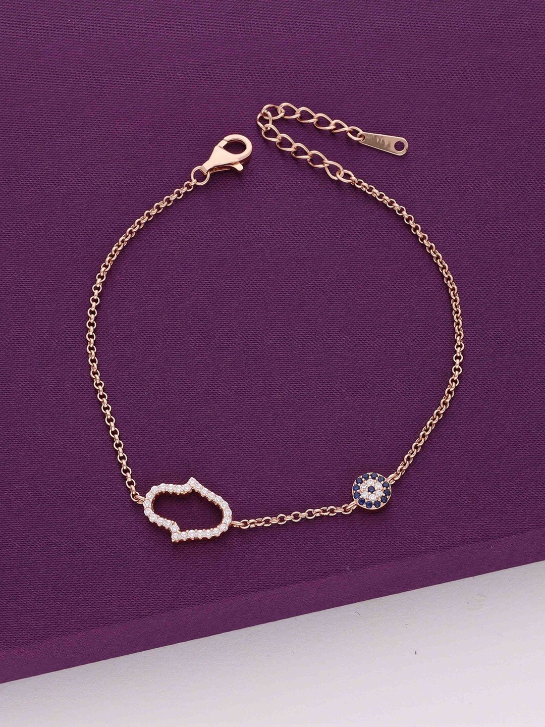 

KAI JEWEL Sterling Silver Cubic Zirconia Rose Gold Plated Charm Bracelet