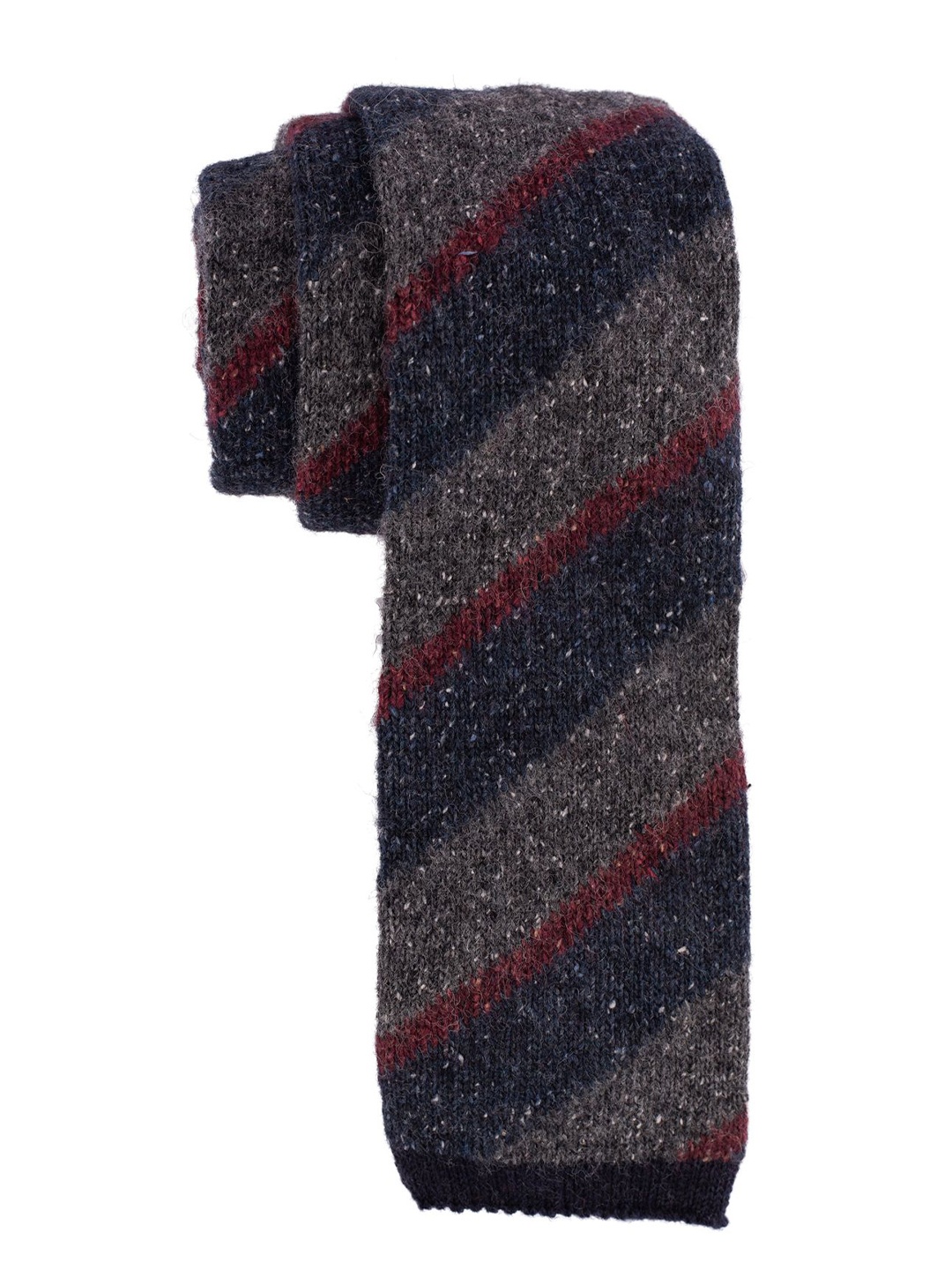 

The Tie Hub Men Striped Woollen Broad Tie, Grey