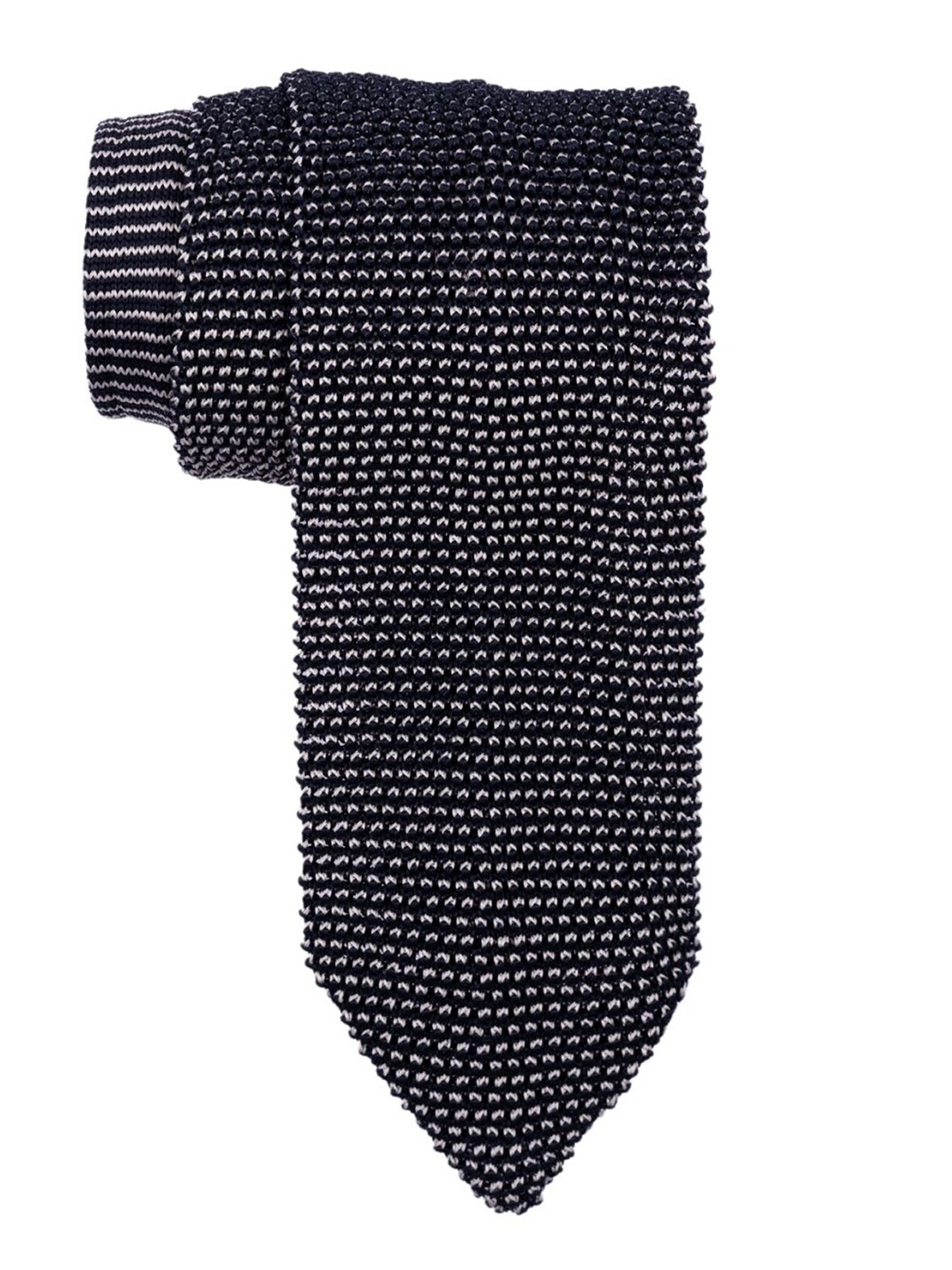 

The Tie Hub Men Woven Design Silk Broad Tie, Black