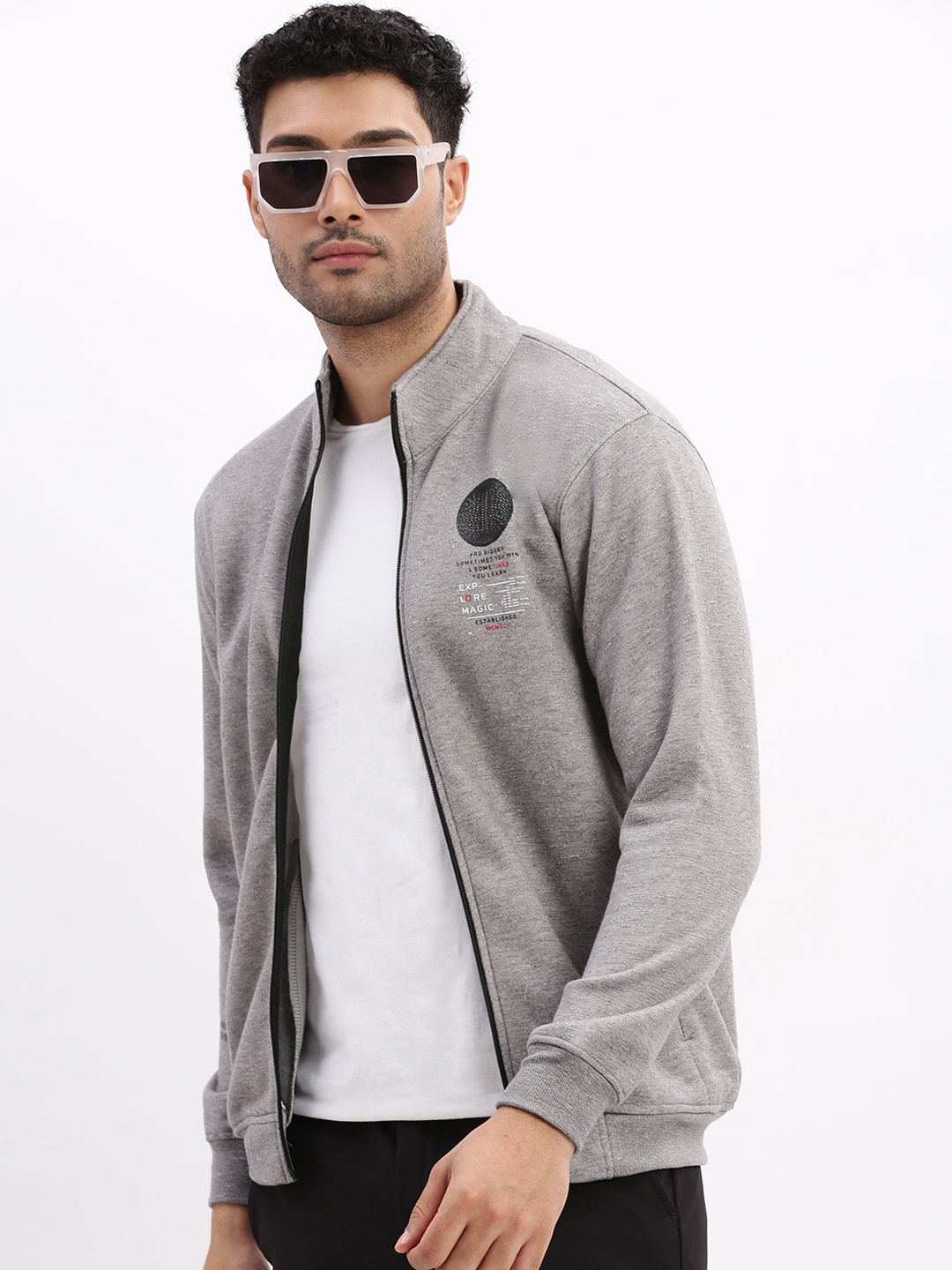 SHOWOFF Mock Collar Windcheater Cotton Tailored Jacket, Grey