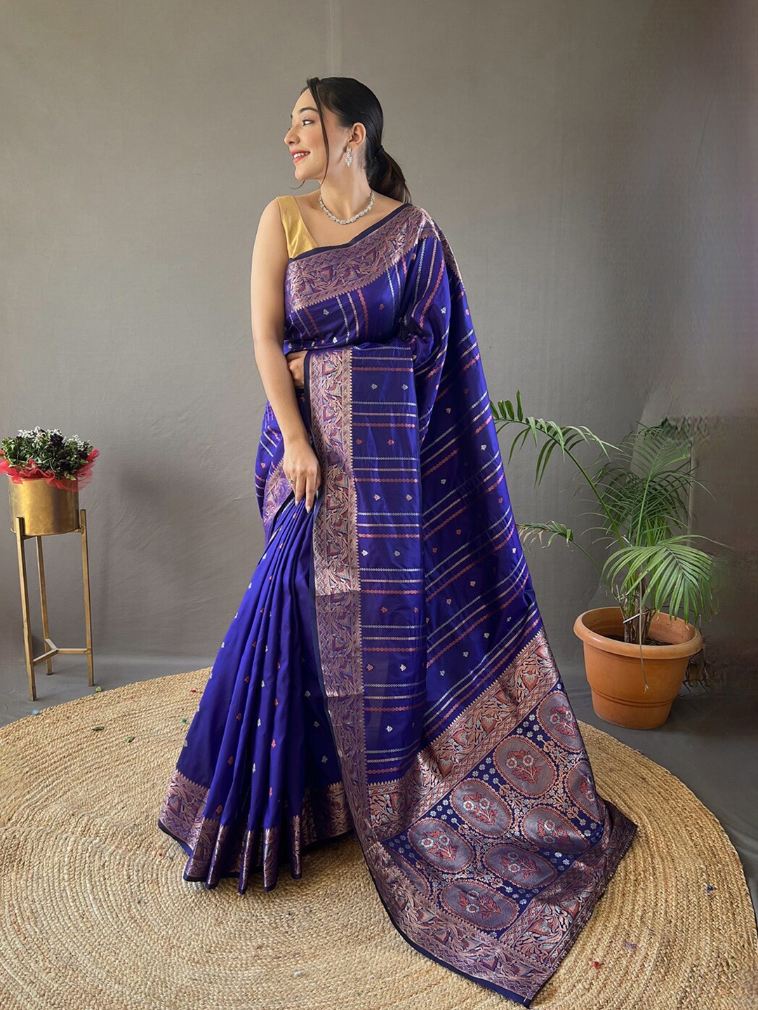 

SGF11 Woven Design Zari Art Silk Kanjeevaram Saree, Purple