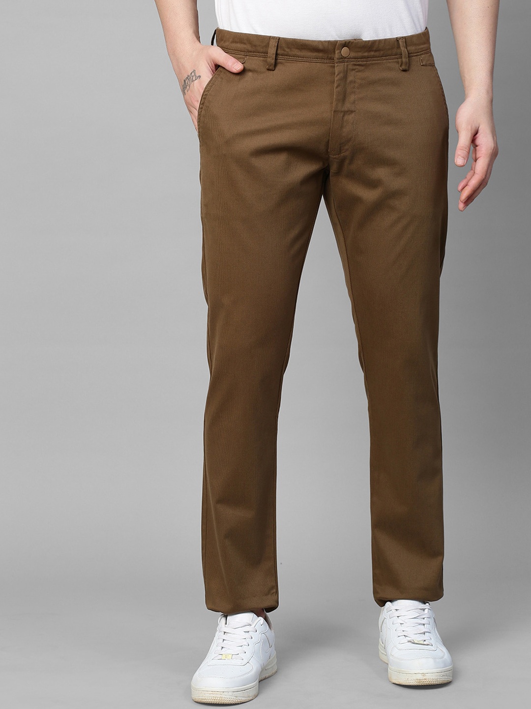 

GENIPS Men Cotton Stretchable Slim Fit Chinos Trousers, Brown
