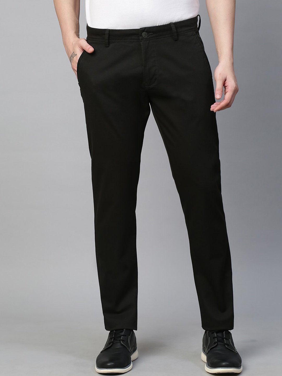

GENIPS Men Cotton Stretchable Slim Fit Trousers, Green