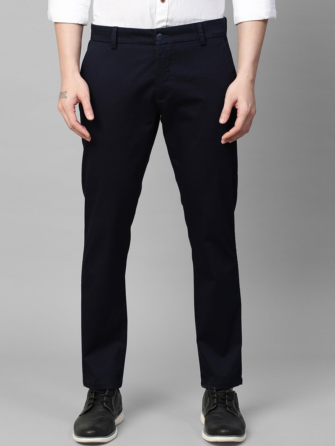 

GENIPS Men Cotton Stretchable Slim Fit Chinos Trousers, Navy blue