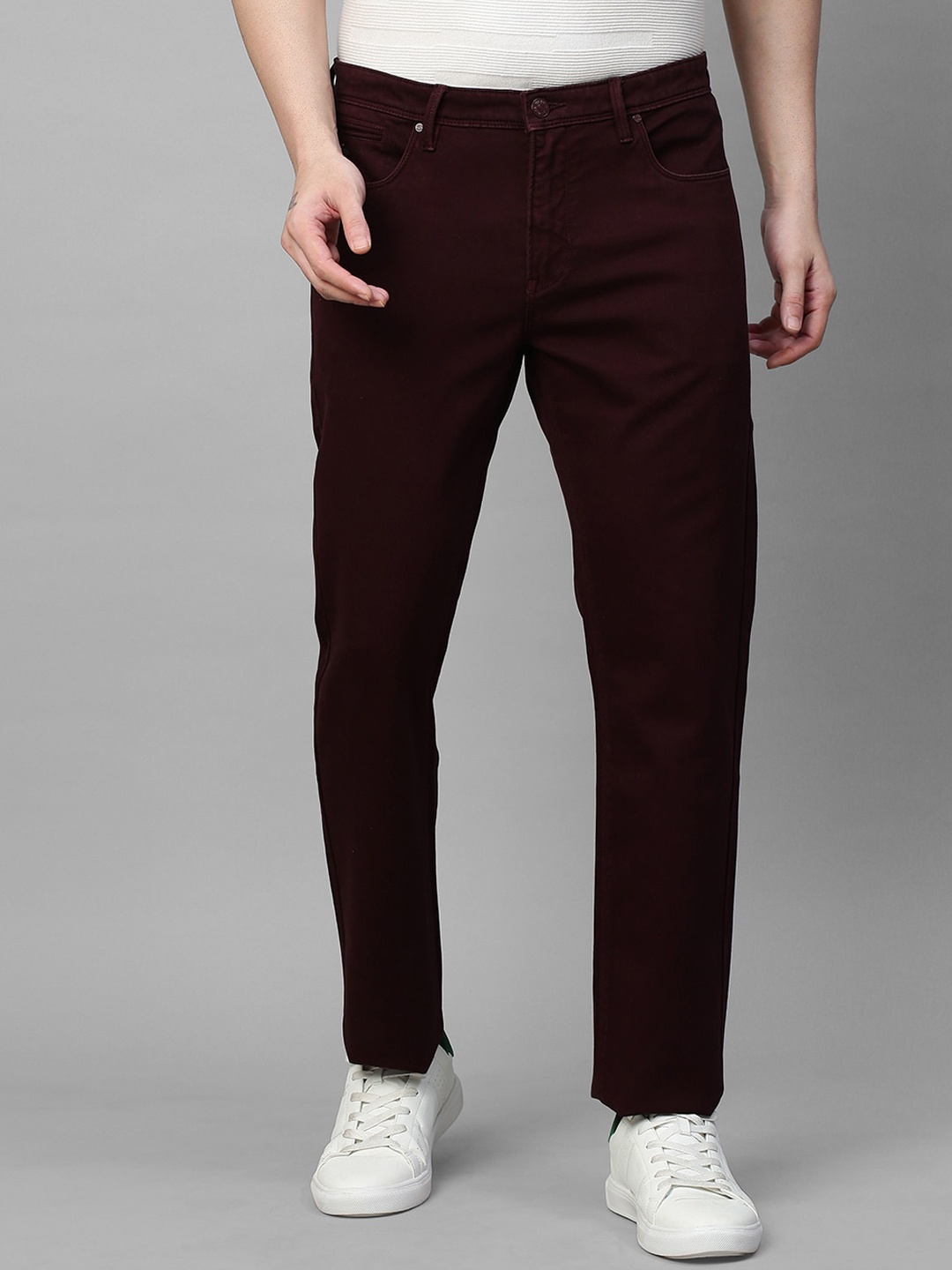 

GENIPS Men Cotton Stretchable Slim Fit Chinos Trousers, Maroon