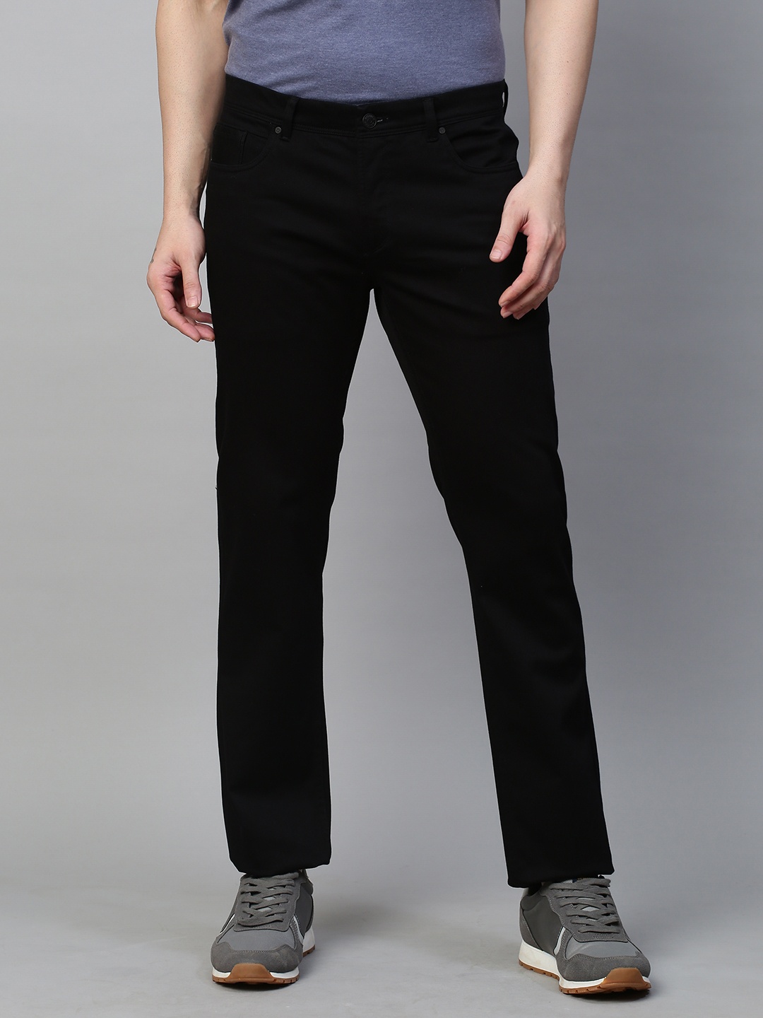 

GENIPS Men Cotton Stretchable Slim Fit Chinos Trousers, Black