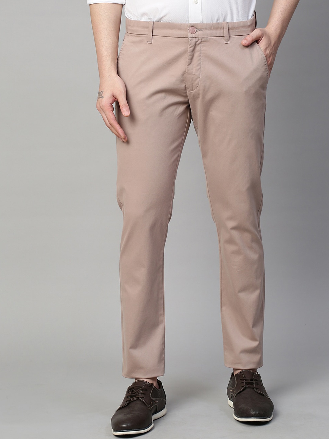 

GENIPS Men Cotton Stretchable Slim Fit Chinos Trousers, Pink