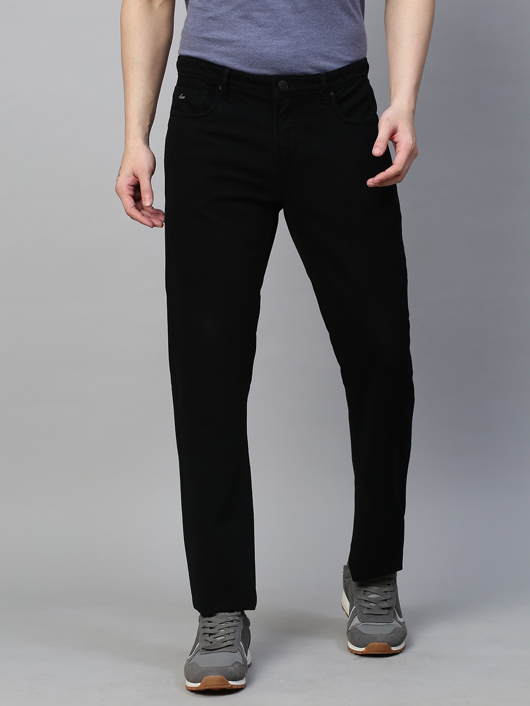 

GENIPS Men Cotton Stretchable Slim Fit Trousers, Black