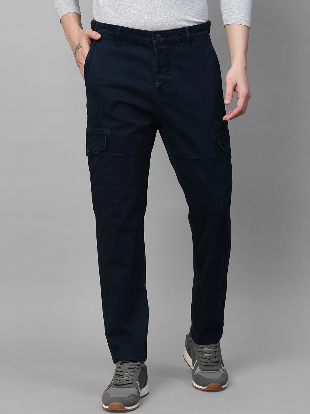 

GENIPS Men Cotton Stretchable Cargos Trousers, Blue