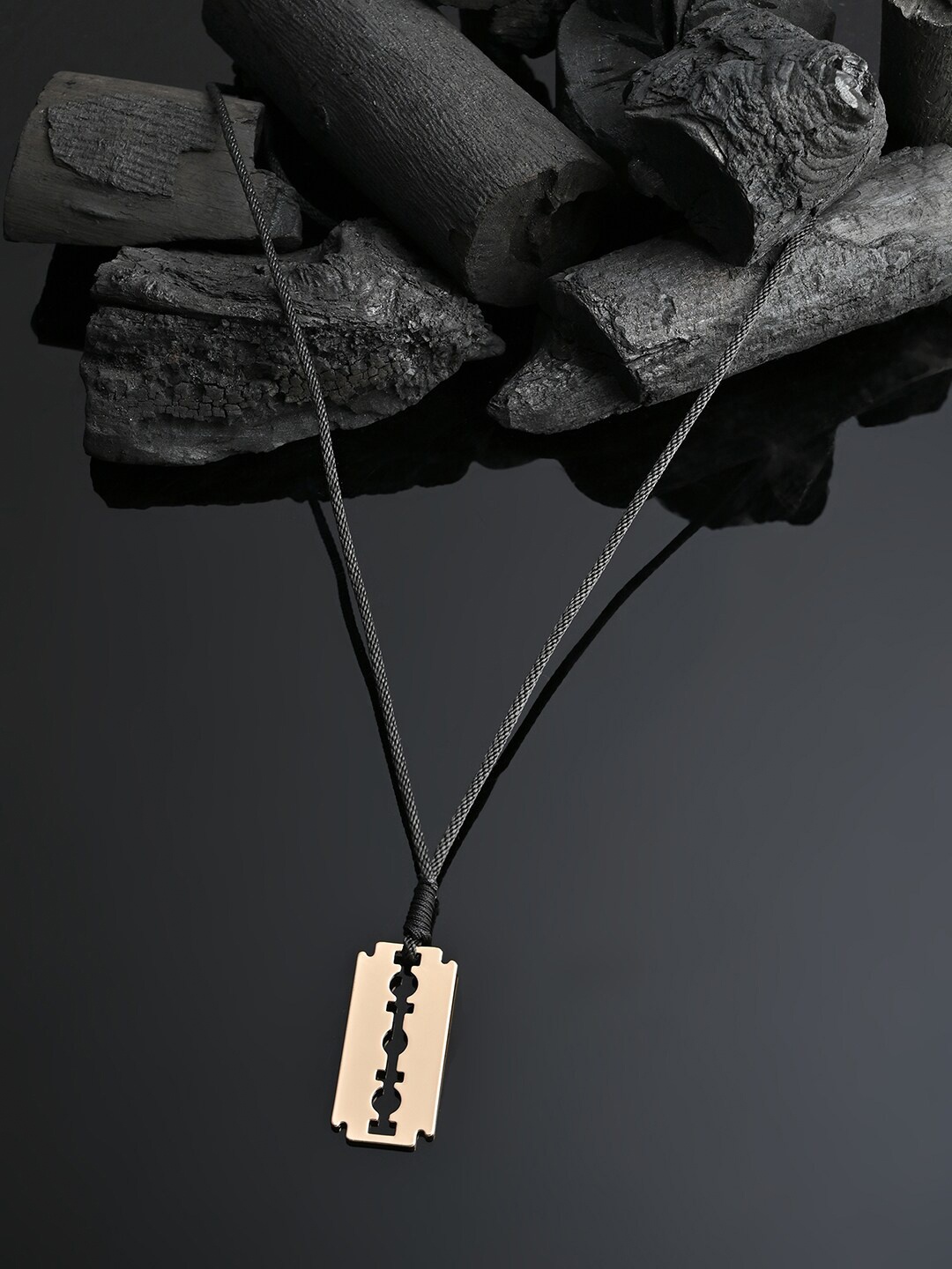 

The Bro Code Men Silver-Plated Blade Necklace, Black