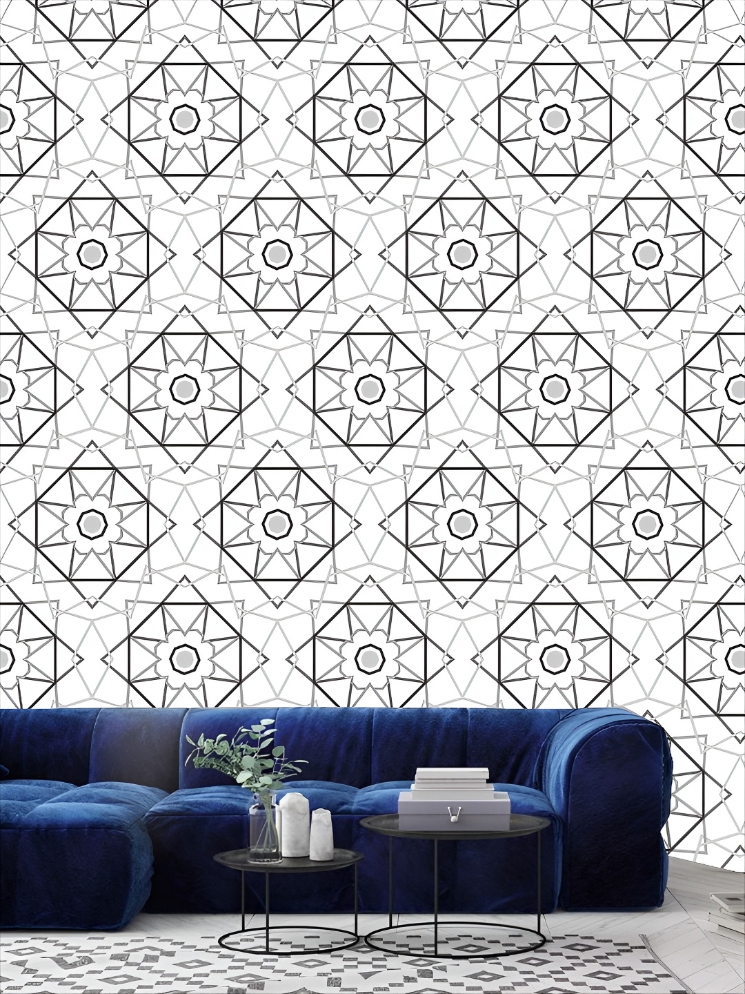 

KSHIRSA White & Grey 3D Printed Self Adhesive Wall Sticker